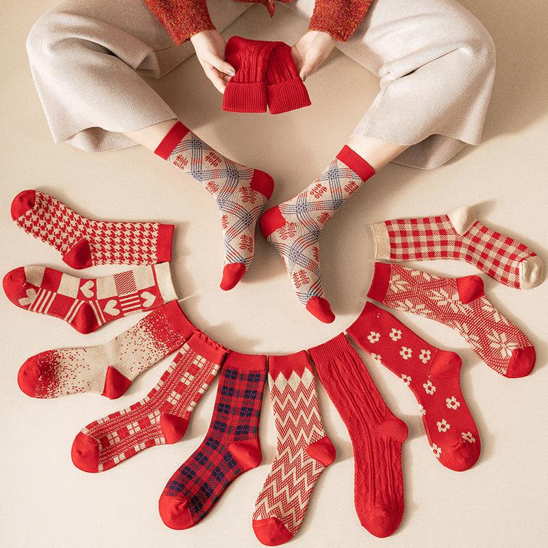 ソックス 靴下 2足セット くつ下 socks 可愛い 女の子 レディース 防寒 サンタクロース クリスマスグッズ クルーソックス 新年お祝い